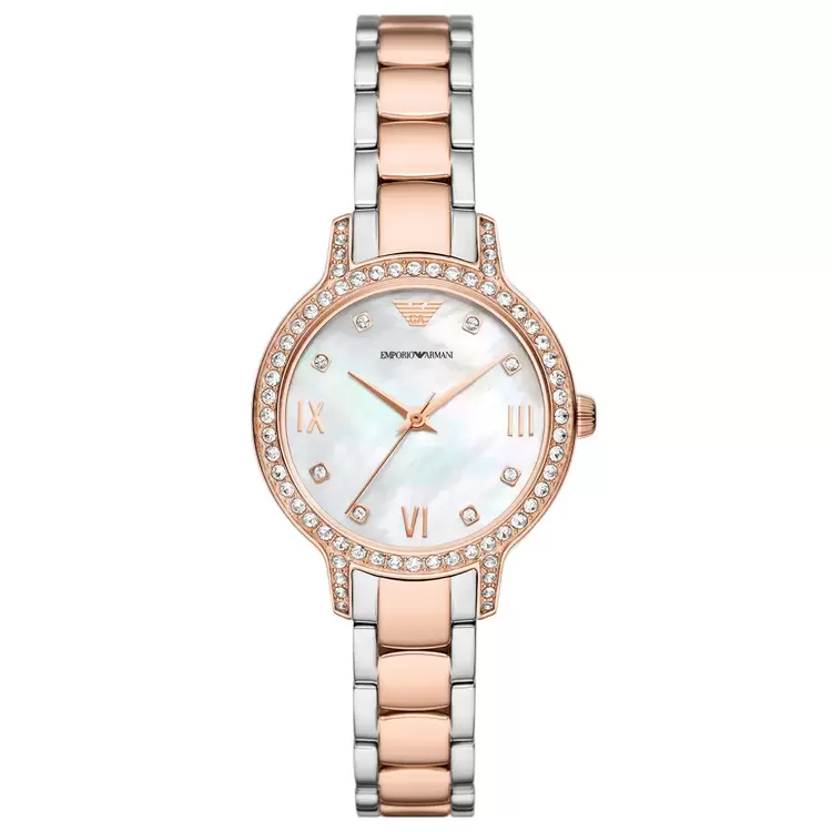 Emporio Armani AR11499 Kadın Kol Saati – Rose Gold / İki Ton / Kristalli