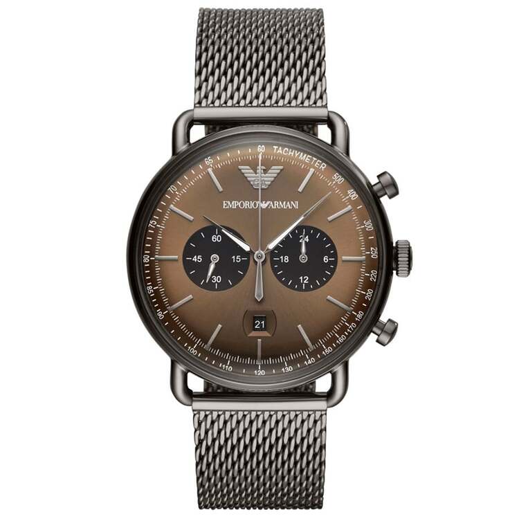 Emporio Armani AR11141 Erkek Kol Saati – Kahverengi Kadran / Mesh Çelik / 5 ATM