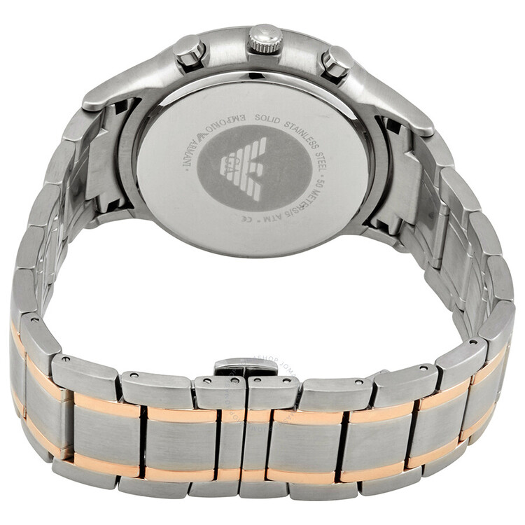 Emporio Armani AR11165 Erkek Kol Saati – Silver / Rose Gold İki Ton / Siyah Kadran