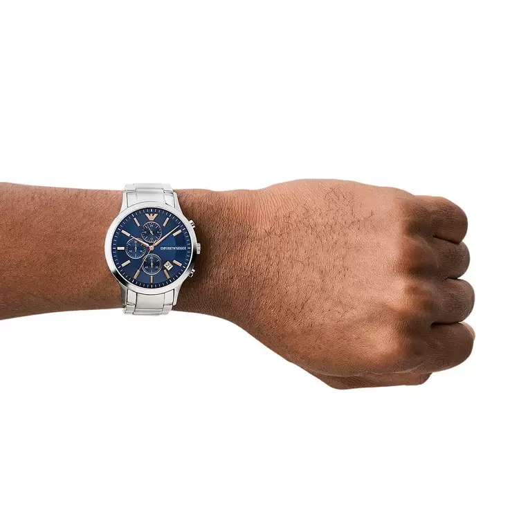 Emporio Armani AR11458 Erkek Kol Saati – Mavi Kadran / Çelik / Kronograf
