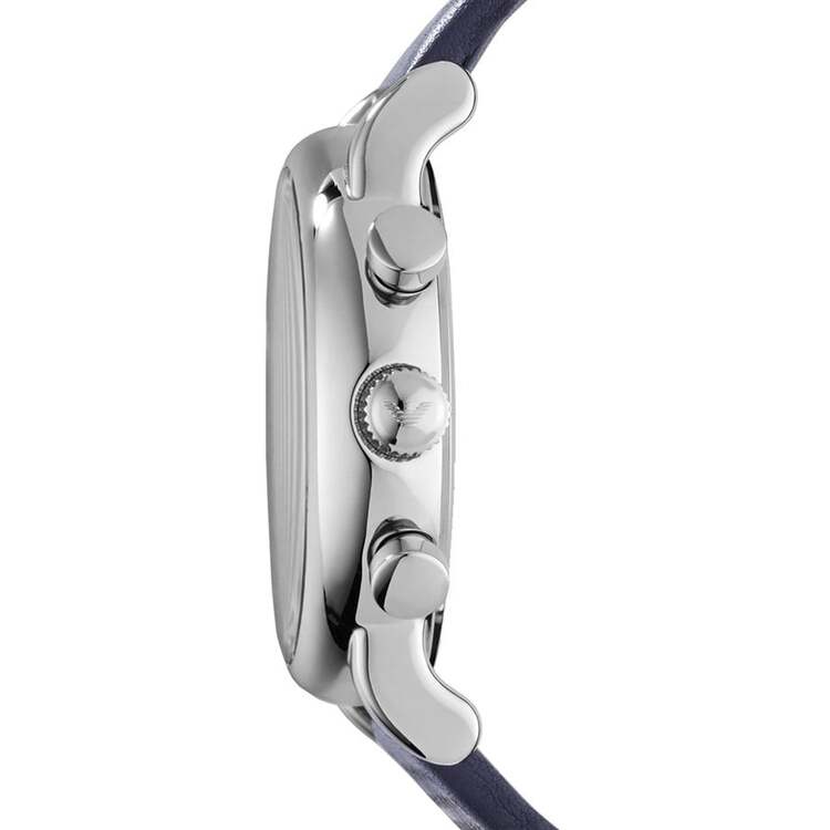 Emporio Armani AR1736 Erkek Kol Saati – Mavi Kadran / Deri Kayış / Kronograf