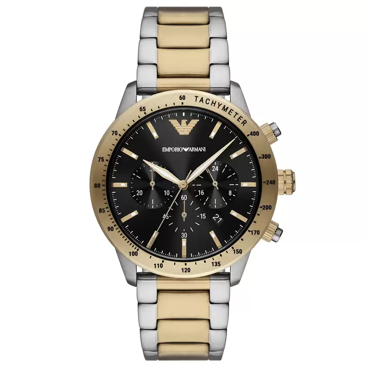 Emporio Armani AR11521 Erkek Kol Saati – Siyah Kadran / İki Tonlu Çelik