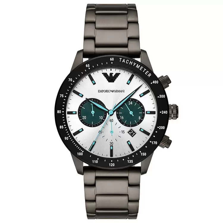 Emporio Armani AR11471 Erkek Kol Saati – Füme Çelik / Gümüş + Yeşil Kadran