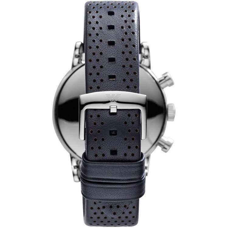 Emporio Armani AR1736 Erkek Kol Saati – Mavi Kadran / Deri Kayış / Kronograf