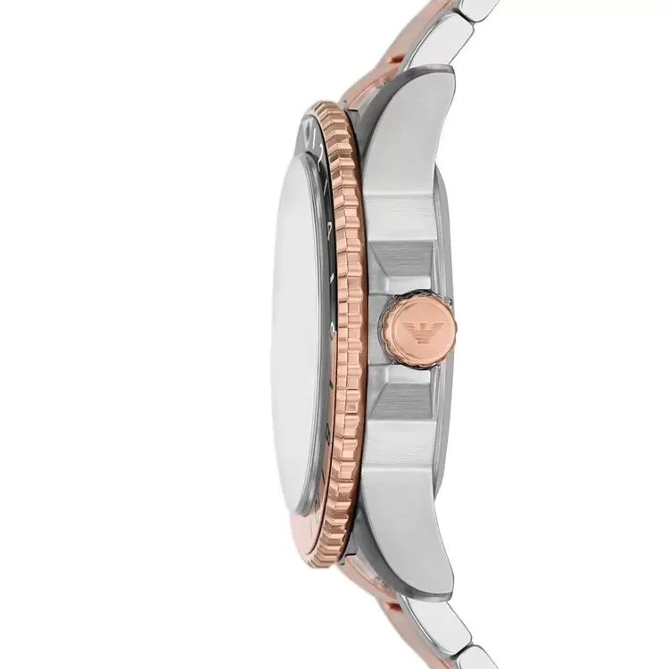 Emporio Armani AR11591 Erkek Kol Saati – GMT / İki Ton Çelik / 10 ATM