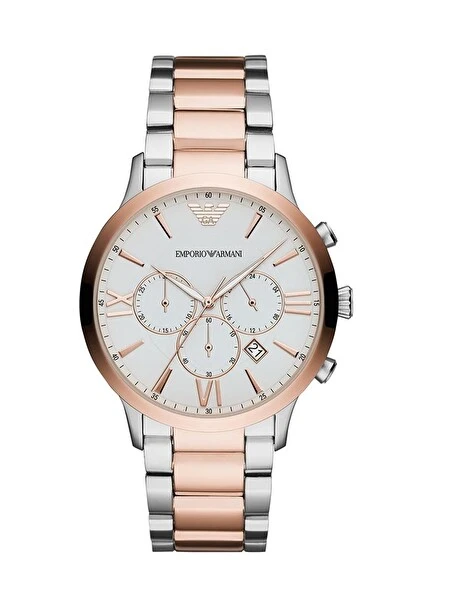 Emporio Armani AR11209 Erkek Kol Saati – Beyaz Kadran / Çelik / Rose Gold Detay
