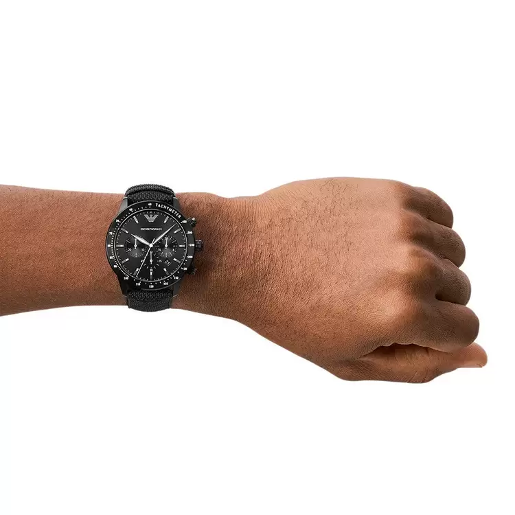 Emporio Armani AR11453 Erkek Kol Saati – Siyah Tekstil / Chronograph / 43 mm