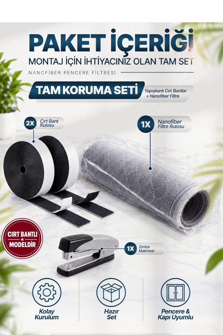 TOZ VE POLEN FİLTRELİ SİNEKLİK - CIRT BANTLI -HAVALANDIRMA, PENCERE ve MENFEZ İÇİN
