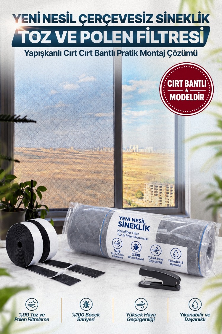 TOZ VE POLEN FİLTRELİ SİNEKLİK - CIRT BANTLI - KAPI BALKON FİLTRESİ
