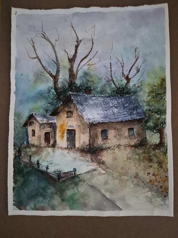 Orijinal El Yapımı Suluboya Tablo Resim