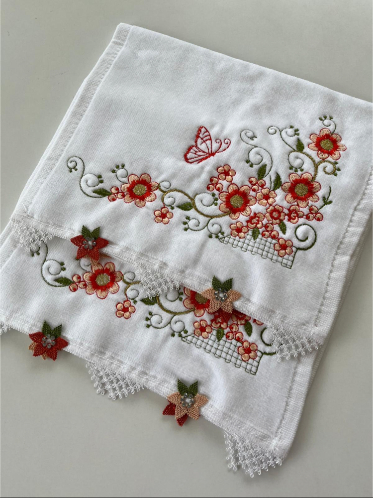 1 adet 30x50 cm el emeği iğne oyası mutfak havlusu