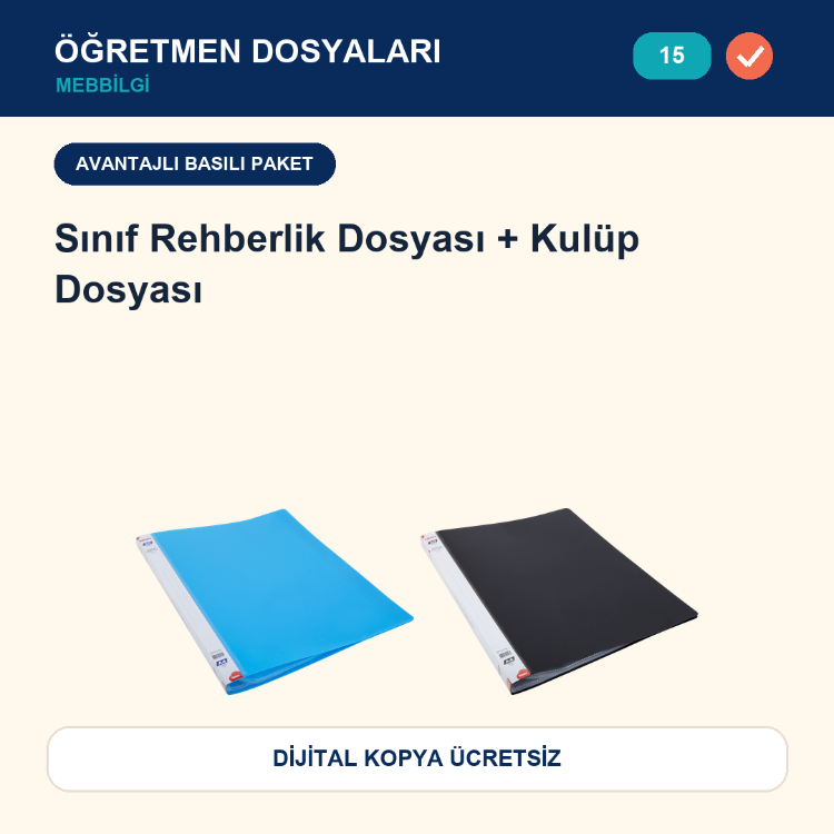 15-Maarif Modeli Uyumlu Sınıf Rehberlik Dosyası+Kulüp Dosyası — Basılı Paket