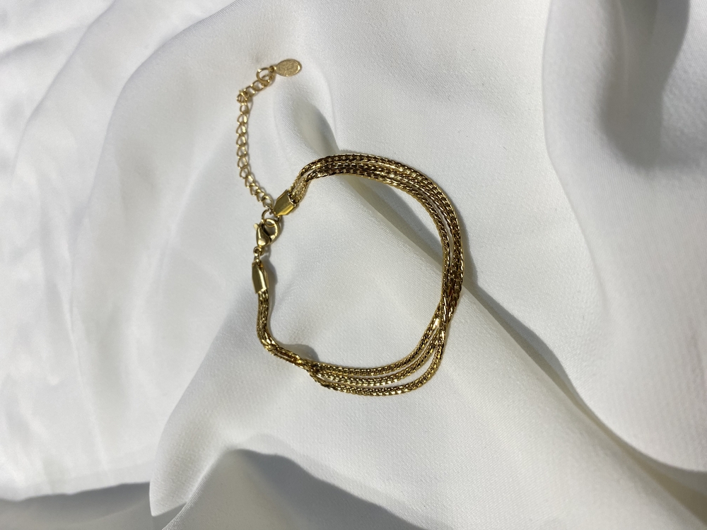 Gold/Gümüş Üçlü Düz Bileklik