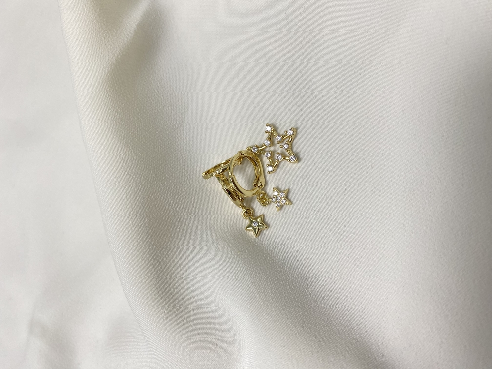 Gold/Gümüş Yıldız Tema Tekli Set Küpe