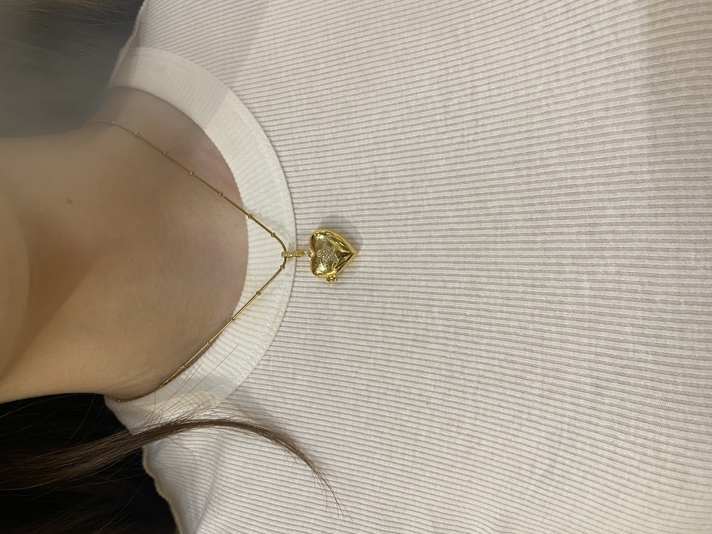 Gold/Gümüş Yıldız Detaylı Açılan Kalp Kolye