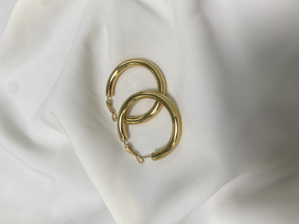 Gold/Silver Kalın Halka Küpe