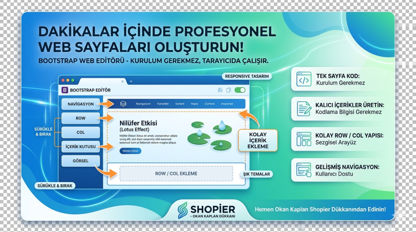 Dakikalar İçinde Profesyonel Web Sayfaları  Bootstrap Web Editörü (Kurulum Gerektirmez)