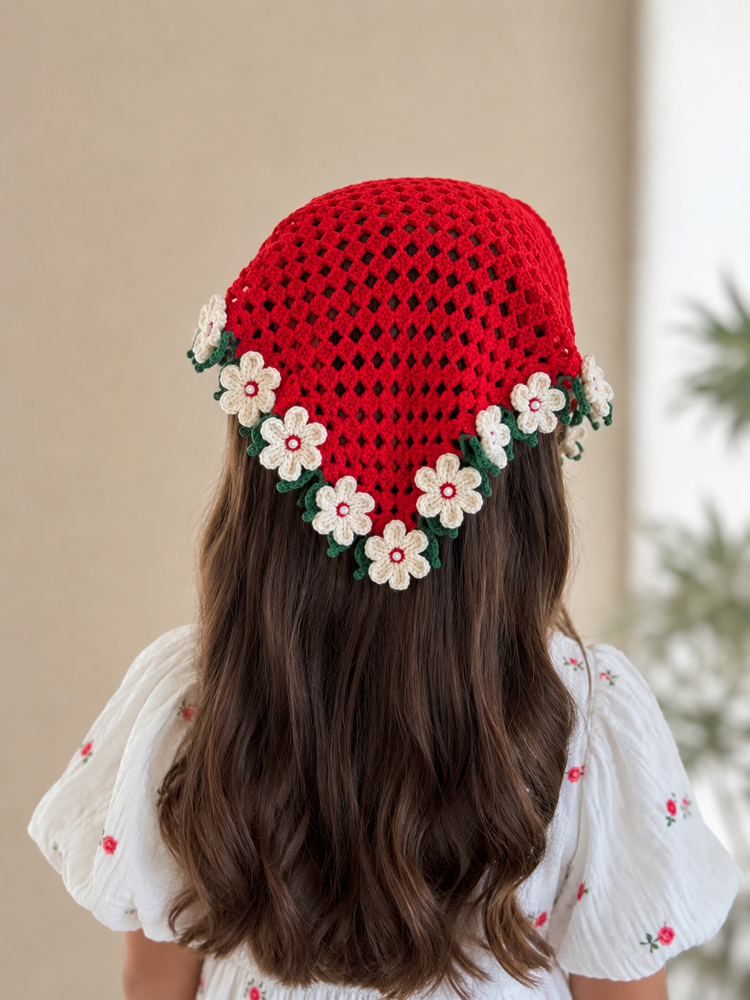 Çocuk İnci Çiçekli Bandana 