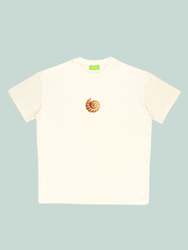 Unisex Deniz Kabuğu Baskılı %100 Pamuk Tshirt