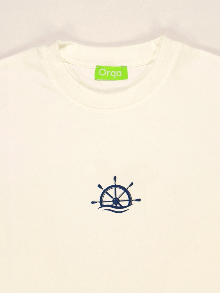 Unisex Gemi Dümeni Baskılı %100 Pamuk Tshirt