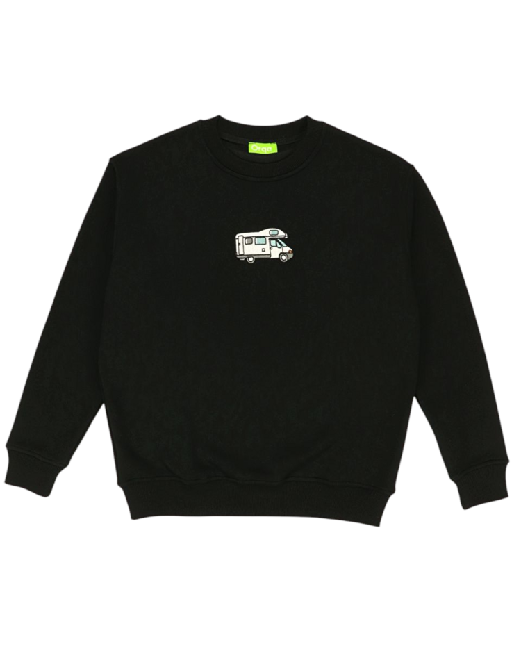 Basic Bisiklet Yaka Karavan Temalı Nakışlı Sweatshirt
