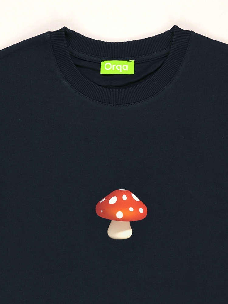 Unisex Mantar Baskılı %100 Pamuk Tshirt