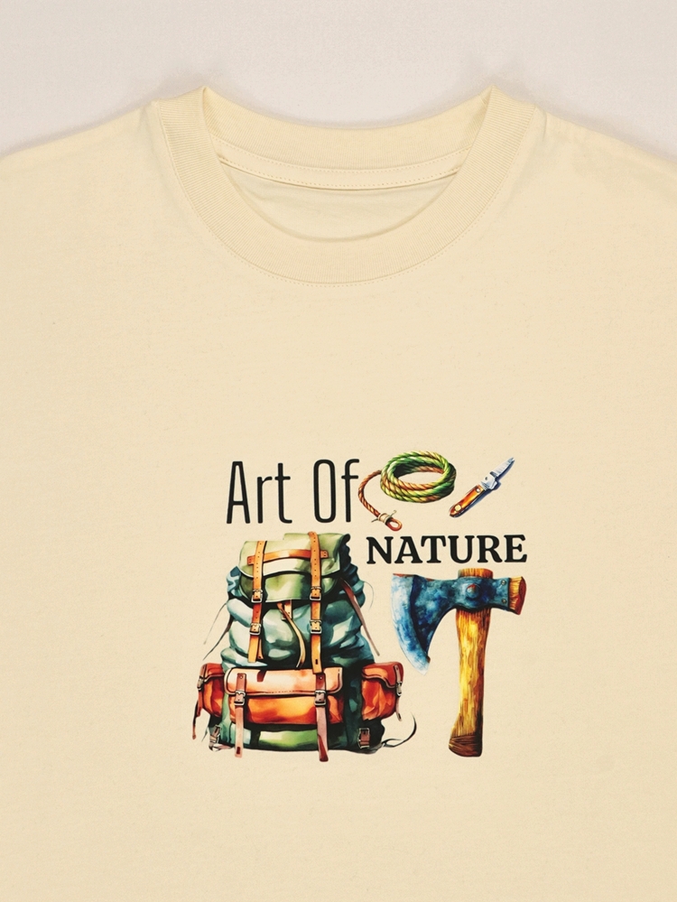 Unisex Art of Natura Baskılı %100 Pamuk Tshirt