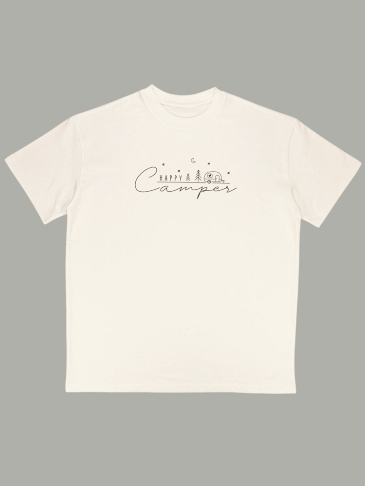 Unisex Kamp Temalı Baskılı %100 Pamuk Tshirt