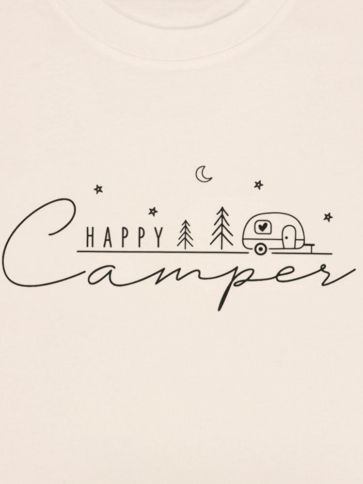 Unisex Kamp Temalı Baskılı %100 Pamuk Tshirt