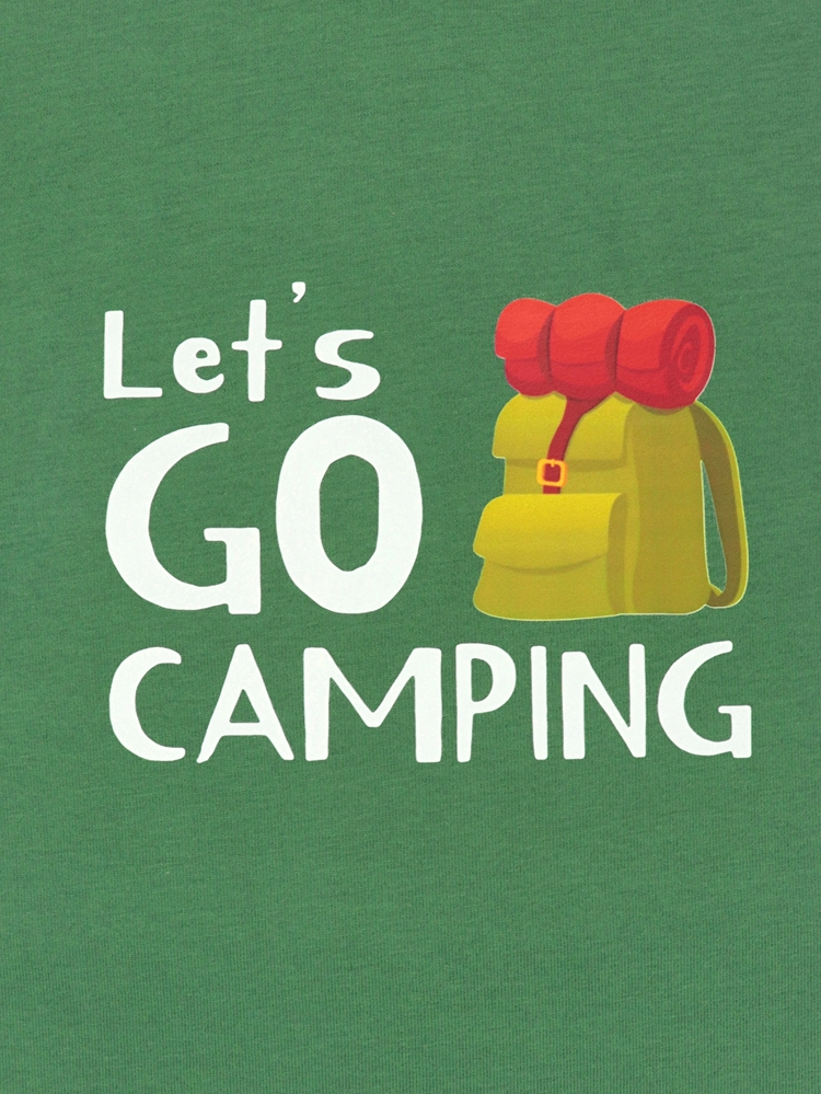 Unisex Let's Go Camping Baskılı %100 Pamuk Tshirt