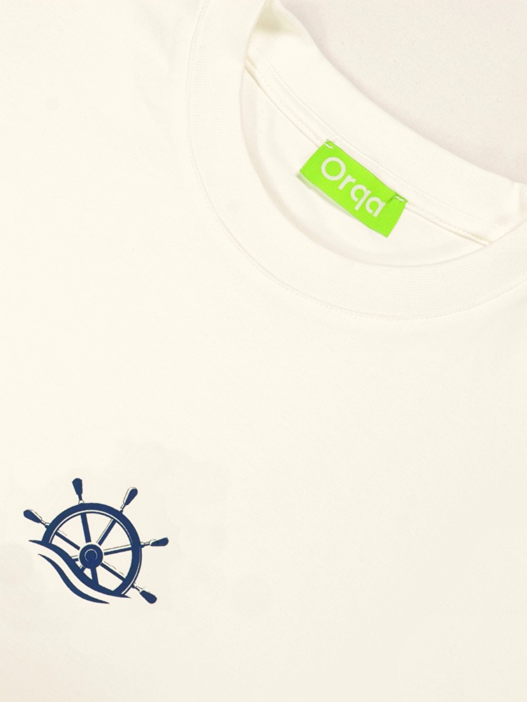 Unisex Gemi Dümeni Baskılı %100 Pamuk Tshirt