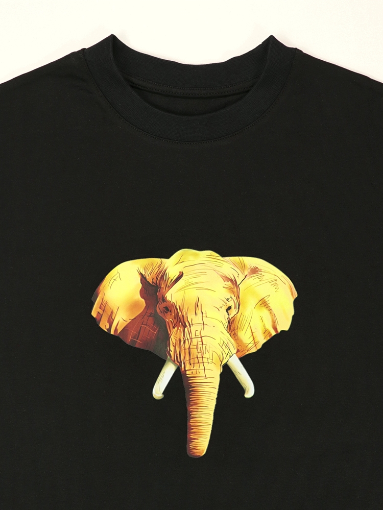 Unisex Fil Baskılı %100 Pamuk Basic Tshirt