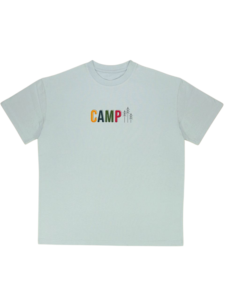 Unisex Kamp Temalı Baskılı %100 Pamuk Tshirt