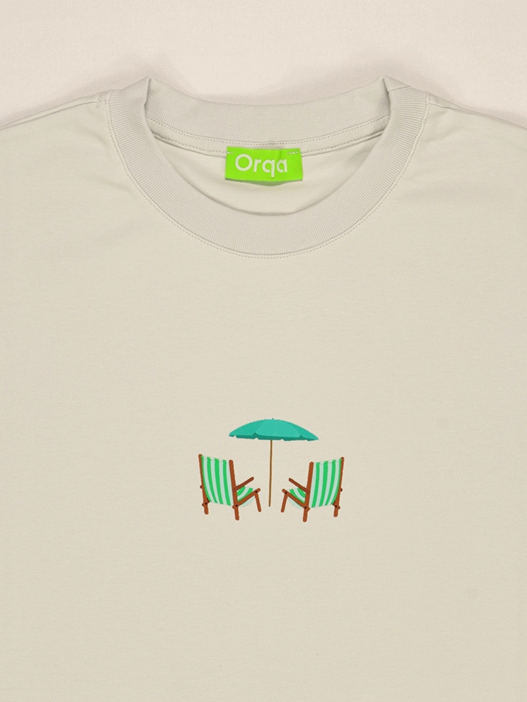 Unisex Şezlong Baskılı %100 Pamuk Tshirt