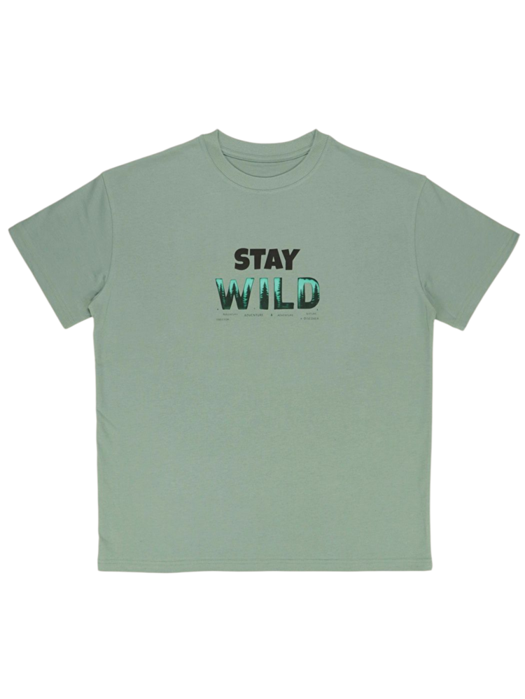 Unisex Stay Wild Baskılı %100 Pamuk Tshirt