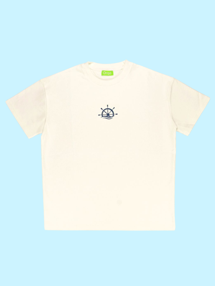 Unisex Gemi Dümeni Baskılı %100 Pamuk Tshirt