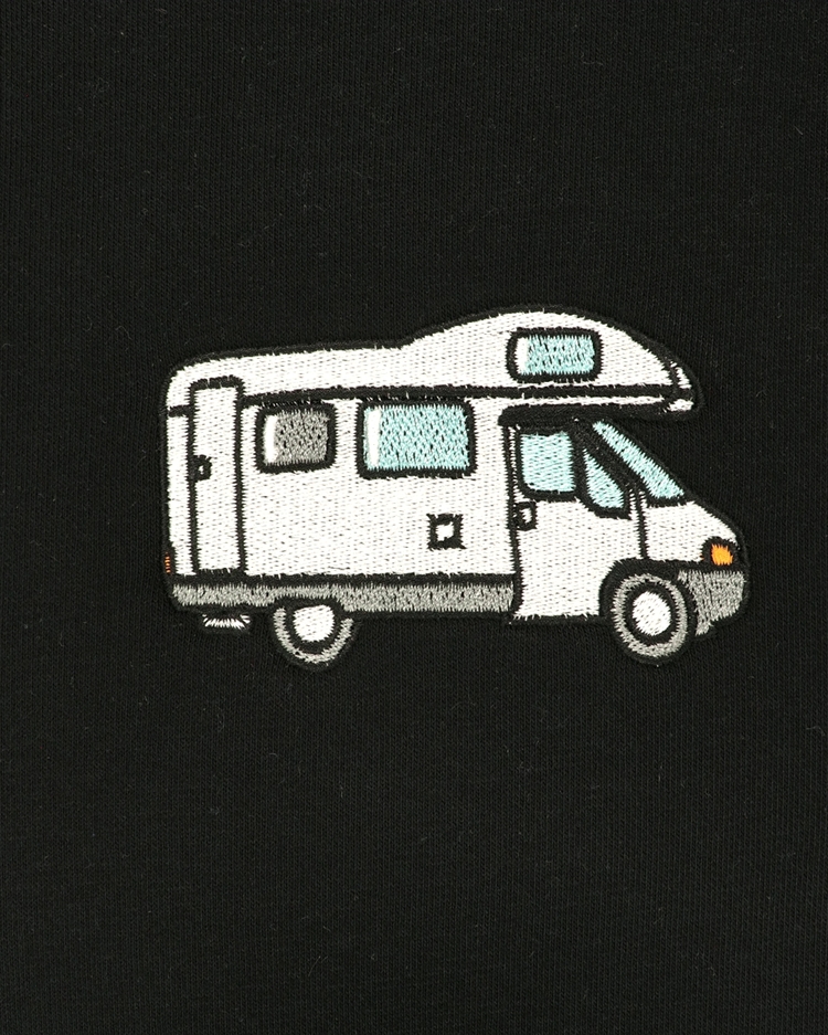 Basic Bisiklet Yaka Karavan Temalı Nakışlı Sweatshirt