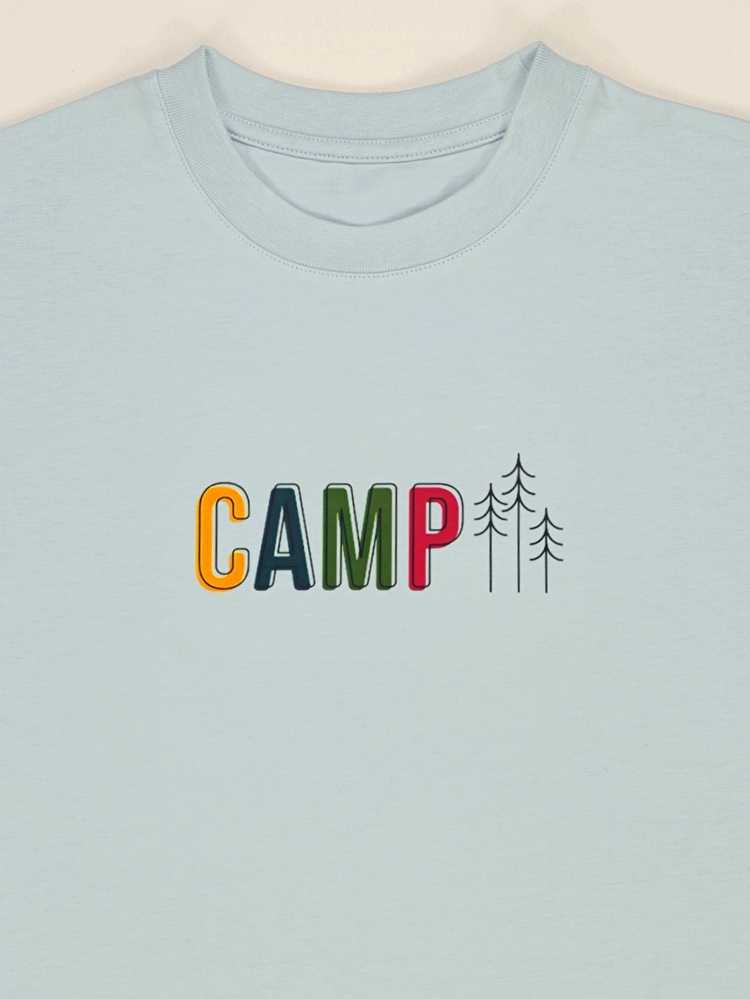 Unisex Kamp Temalı Baskılı %100 Pamuk Tshirt