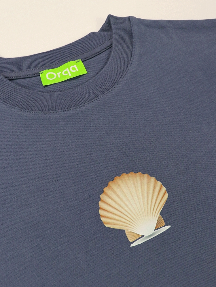 Unisex İstridye Baskılı %100 Pamuk Tshirt