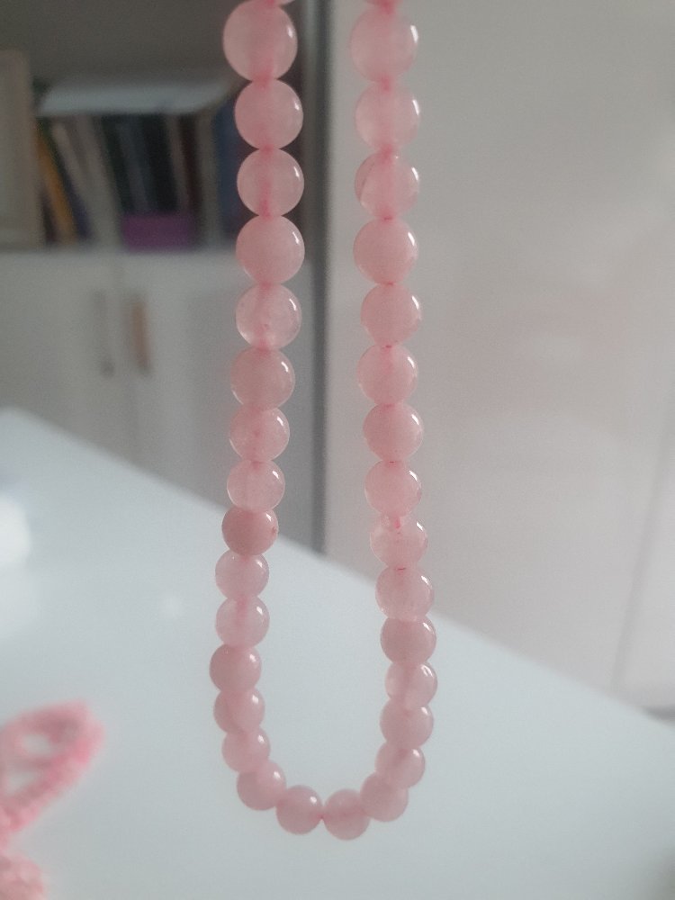 pembe kuvars kolye 6mm