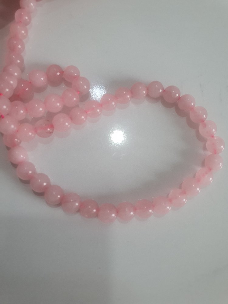 pembe kuvars kolye 6mm