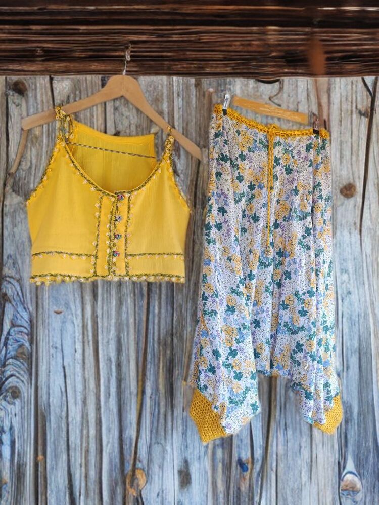 Şalvar &Crop Bluz
