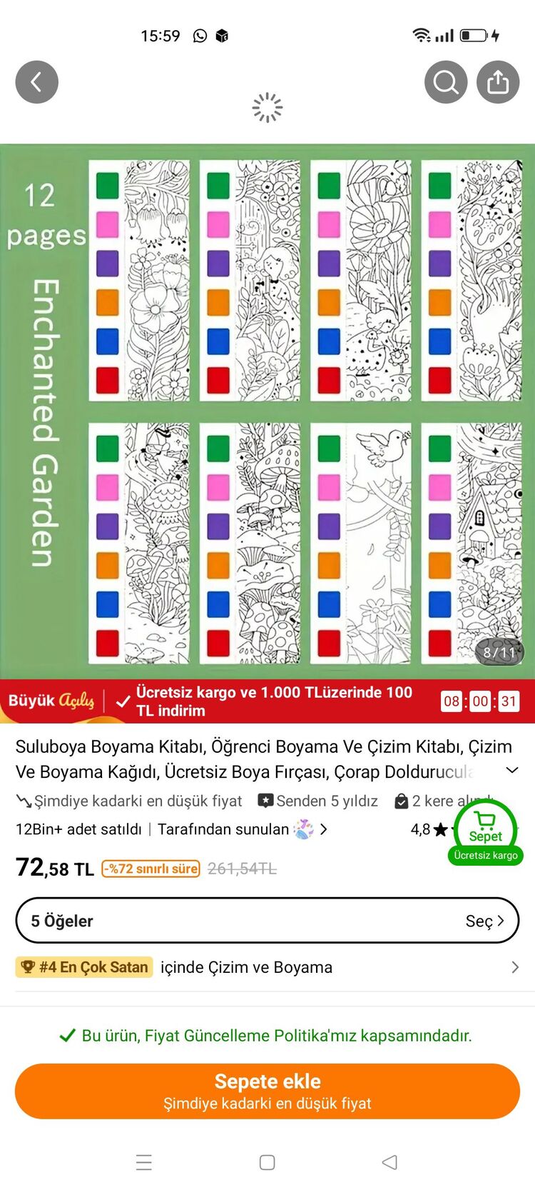 Suluboya Boyayanabilir Kitap ayraçları 
