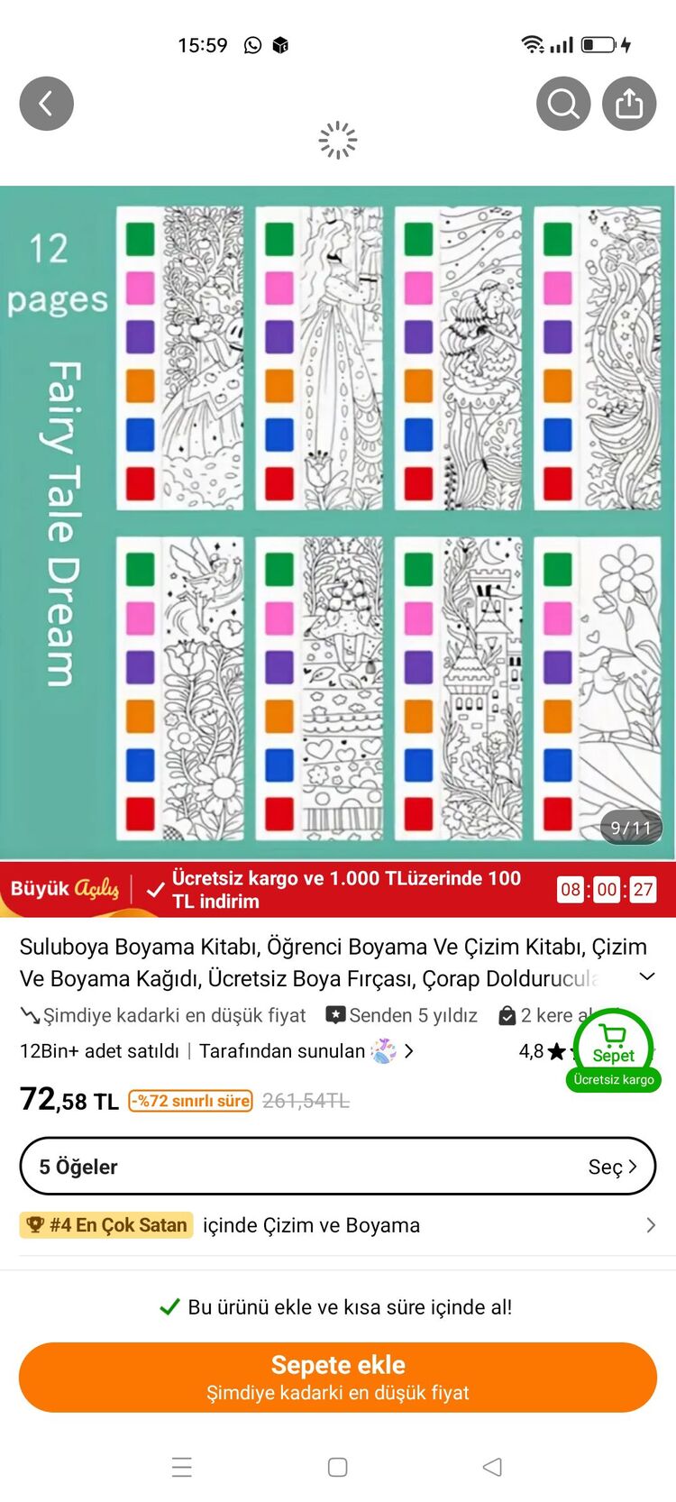 Suluboya Boyayanabilir Kitap ayraçları 