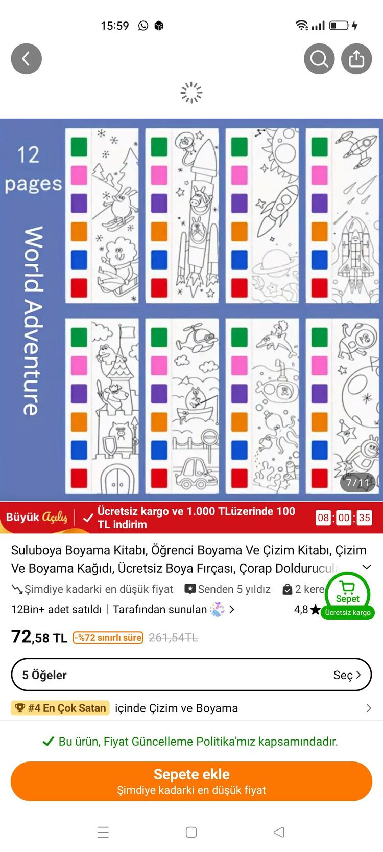 Suluboya Boyayanabilir Kitap ayraçları 