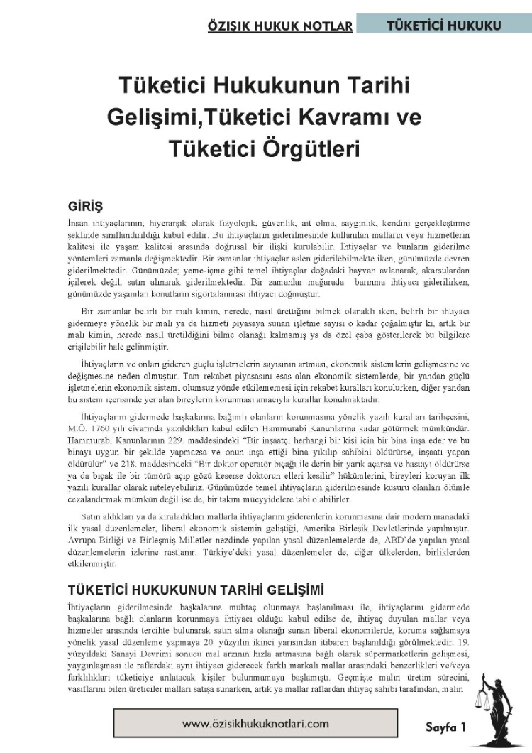 TÜKETİCİ HUKUKU / VİZE / TEK DÖNEM