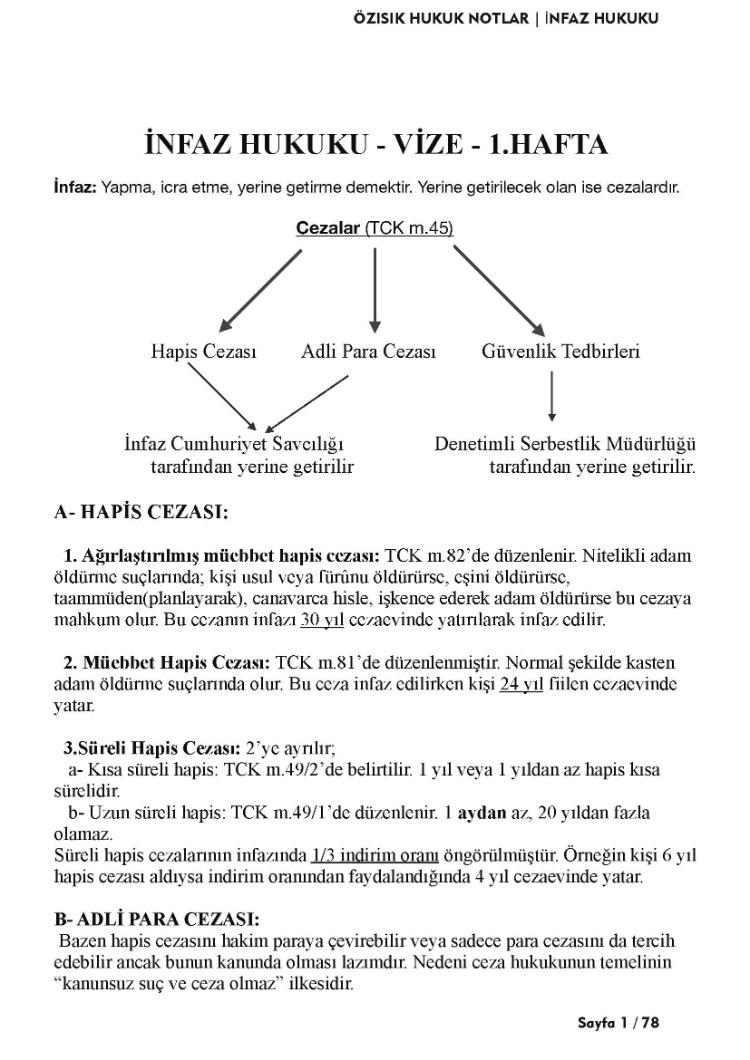 İNFAZ HUKUKU / TEK  / TEK DÖNEM