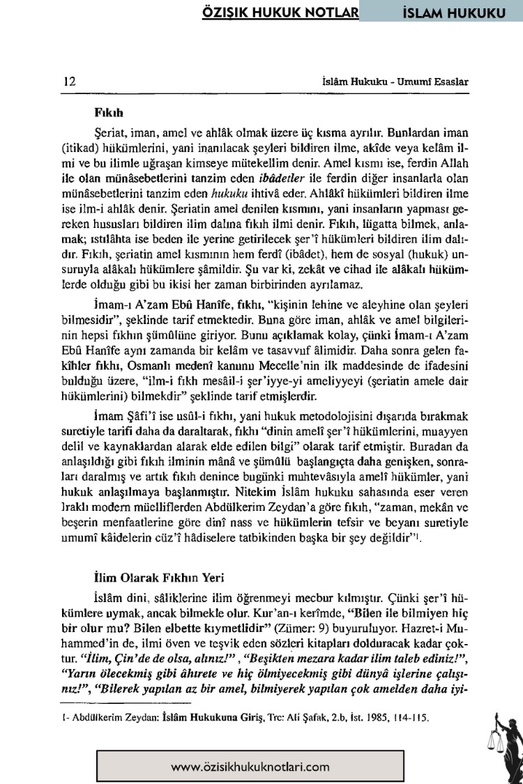İSLAM HUKUKU /VİZE-FİNAL / TEK DÖNEMİ