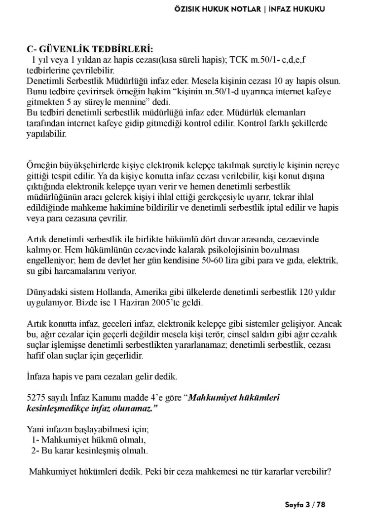 İNFAZ HUKUKU / TEK  / TEK DÖNEM
