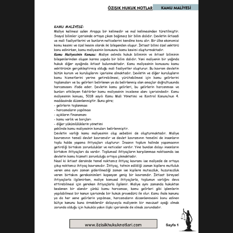 KAMU MALİYE-GÜZ DÖNEMİ.VİZE-DERS NOTU 